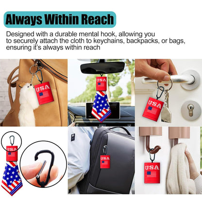 2 Sided Portable Glasses Cleaner – Patriotic Microfiber Cloth Keychain for Lenses & Screens