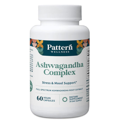 Pattern Wellness Ashwagandha Complex – Organic KSM-66 & Black Pepper for Stress & Energy