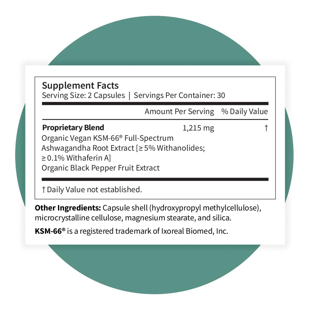 Pattern Wellness Ashwagandha Complex – Organic KSM-66 & Black Pepper for Stress & Energy
