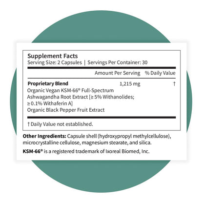 Pattern Wellness Ashwagandha Complex – Organic KSM-66 & Black Pepper for Stress & Energy