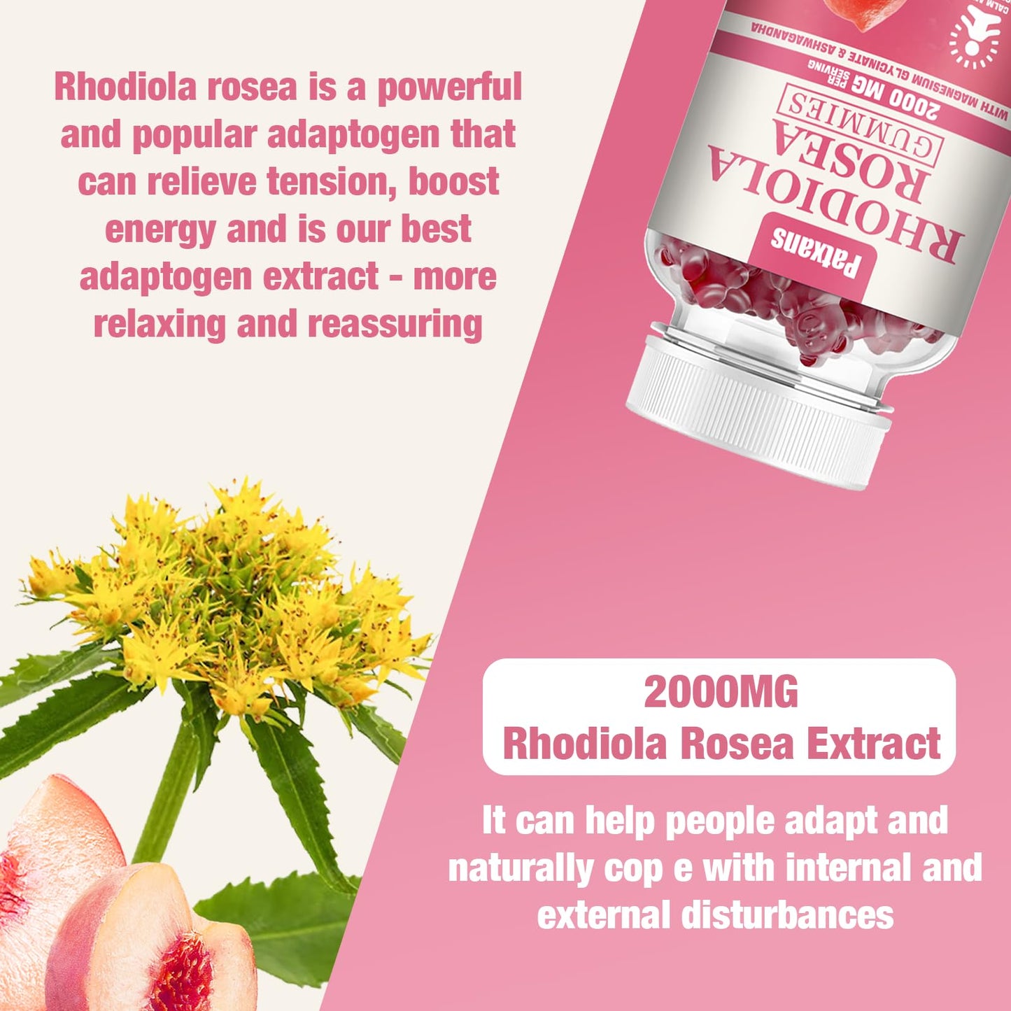 1 Pack 2000MG Rhodiola Rosea Gummies – Endurance, Mood & Stress Support | Patxans