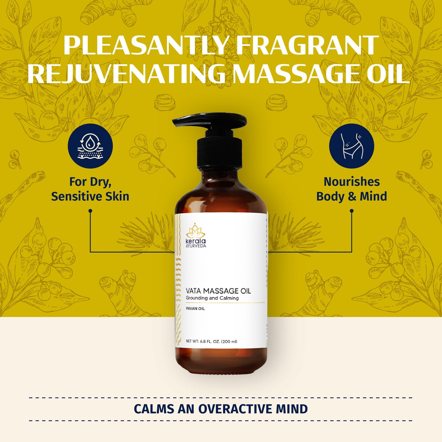 Kerala Ayurveda Everyday Herbal Massage Oil – Pavan Oil 6.8 fl oz