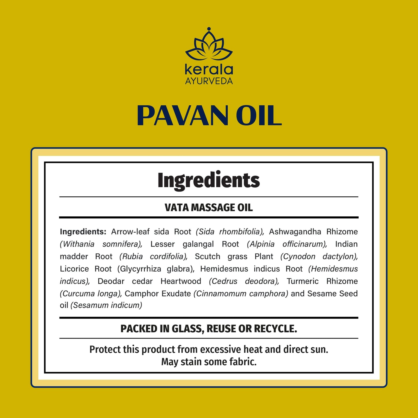 Kerala Ayurveda Everyday Herbal Massage Oil – Pavan Oil 6.8 fl oz