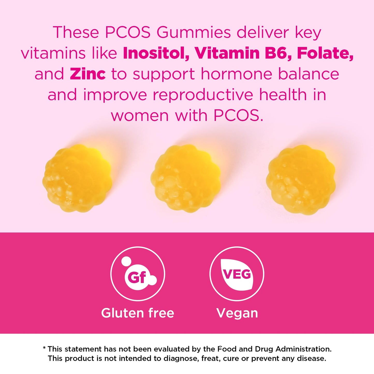 PCOS Gummies - 60-Count Vegan Orange Flavor for Hormonal Balance
