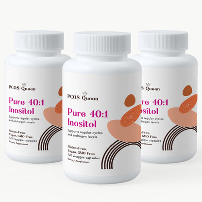 PCOS Queen Pure 40:1 Inositol – Myo & D-Chiro Inositol for Fertility, Skin & Cycle Health | 3 Bottles