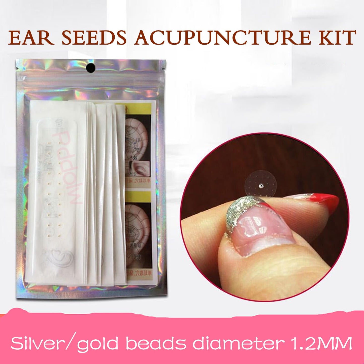 Pddolw Ear Seeds Acupuncture Kit - Relaxation, Easy Application, Durable | 42 Pcs Large Pearls