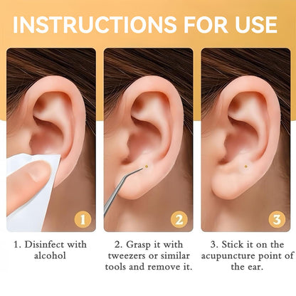 Pddolw Ear Seeds Acupuncture Kit – Relaxation, Easy Application, 40 Pcs Transparent Diamonds