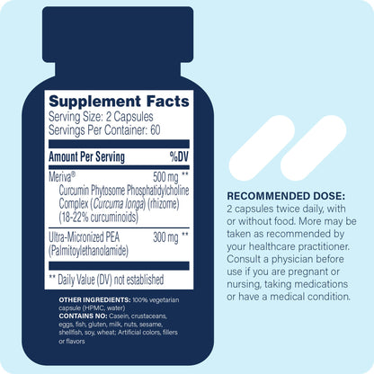 Enzyme Science Pea + Turmeric Curcumin Supplement for Nervous, Immune, & Muscular Support - 120 Capsules