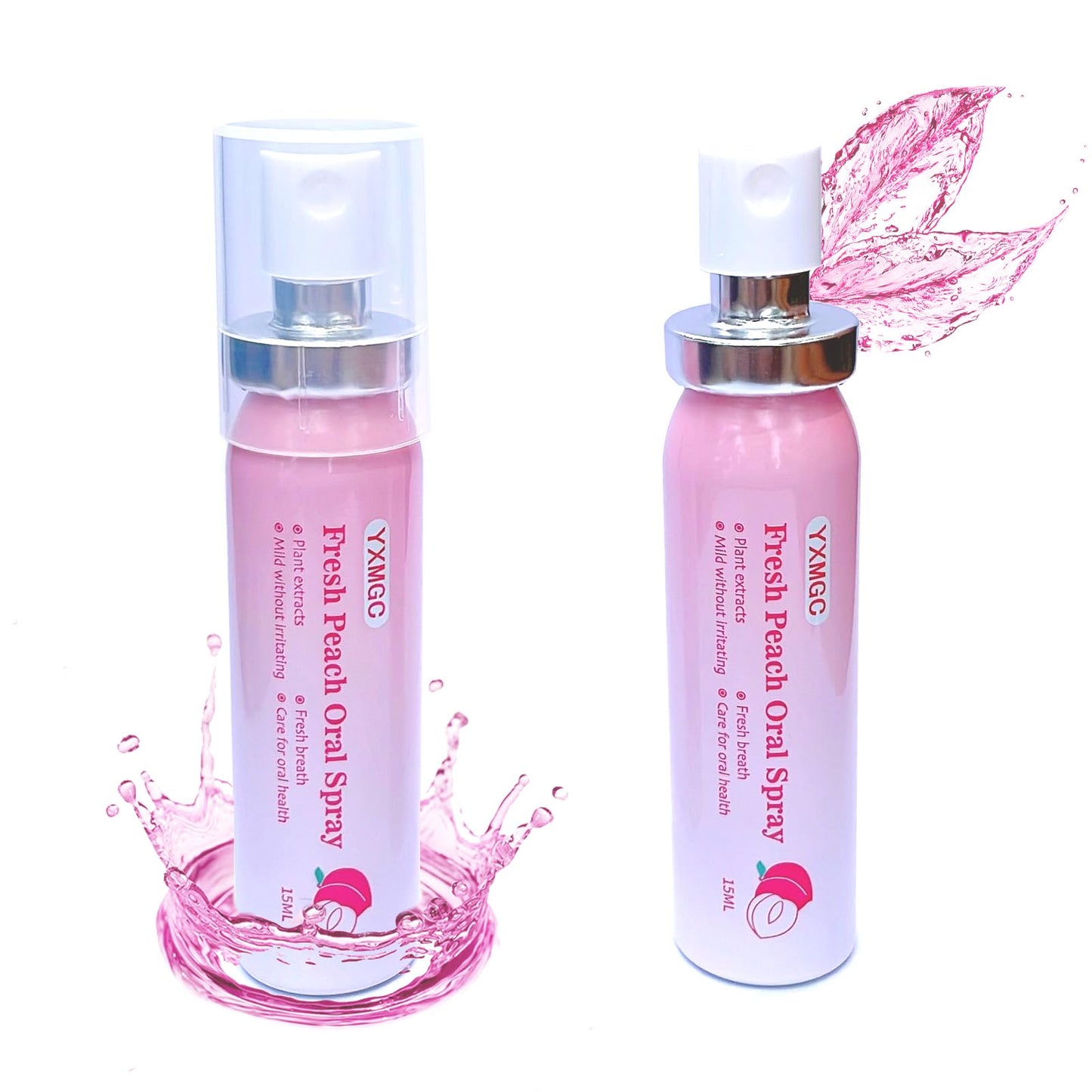 Peach Mint Fresh Breath Oral Spray - Alcohol-Free 0.5 fl oz, 2-Pack | Portable 5000-Mesh Micro-Mist for Kids & Adults