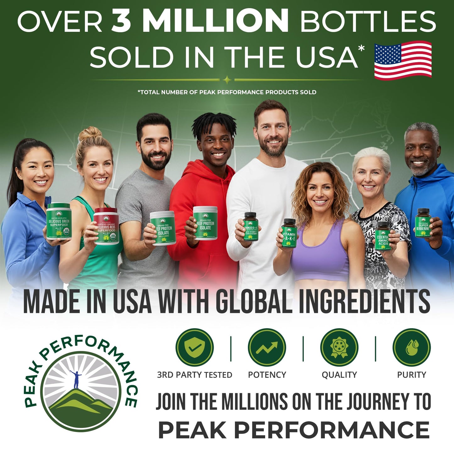 Peak Performance Bone Broth Collagen Capsules — Grass-Fed, All 3 Types (I, II, III) | 180 Pasture-Raised, Paleo-Friendly