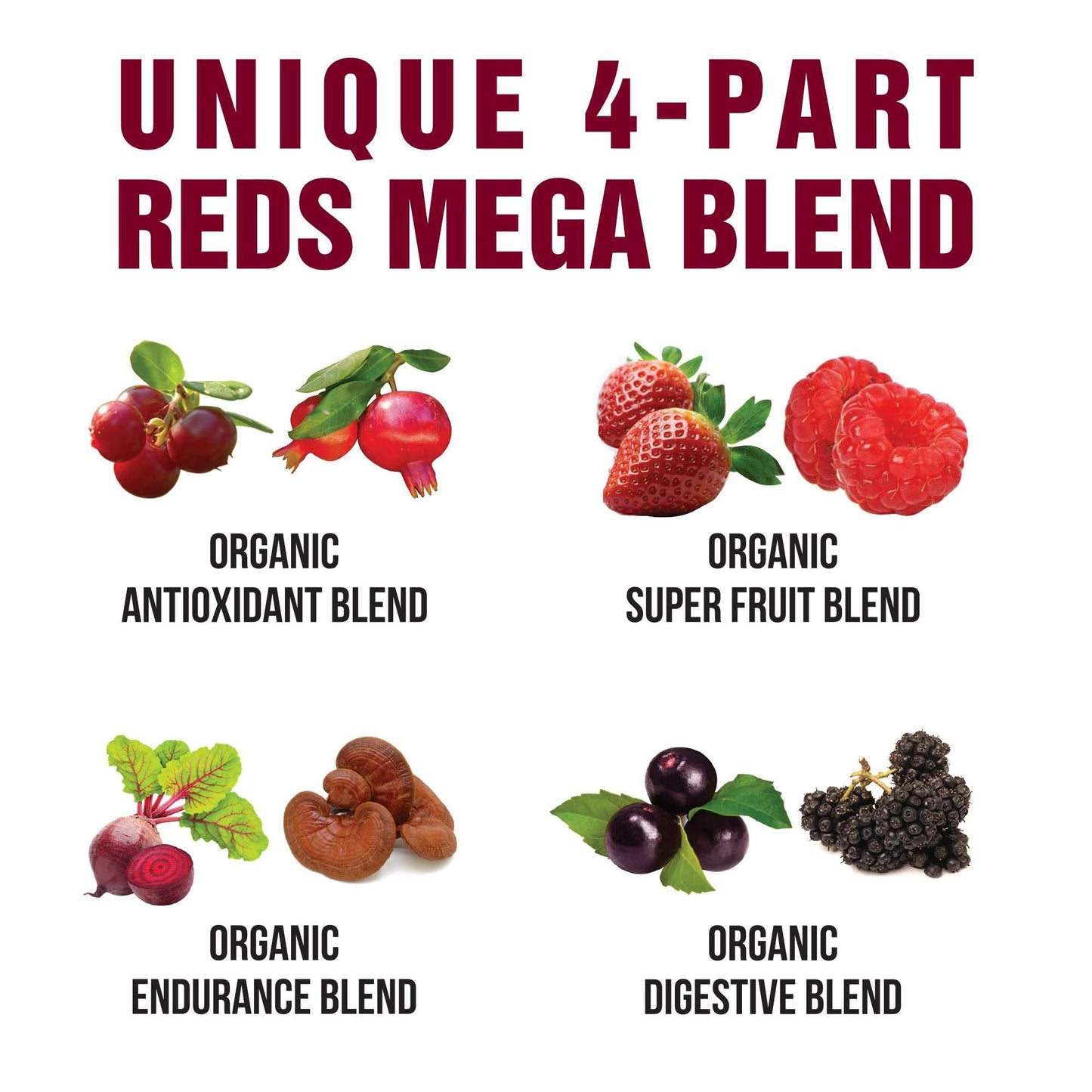 Peak Performance Organic Reds Superfood Powder – 25+ Organic Ingredients & Polyphenols