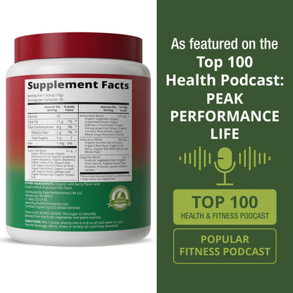 Peak Performance Organic Reds Superfood Powder – 25+ Organic Ingredients & Polyphenols