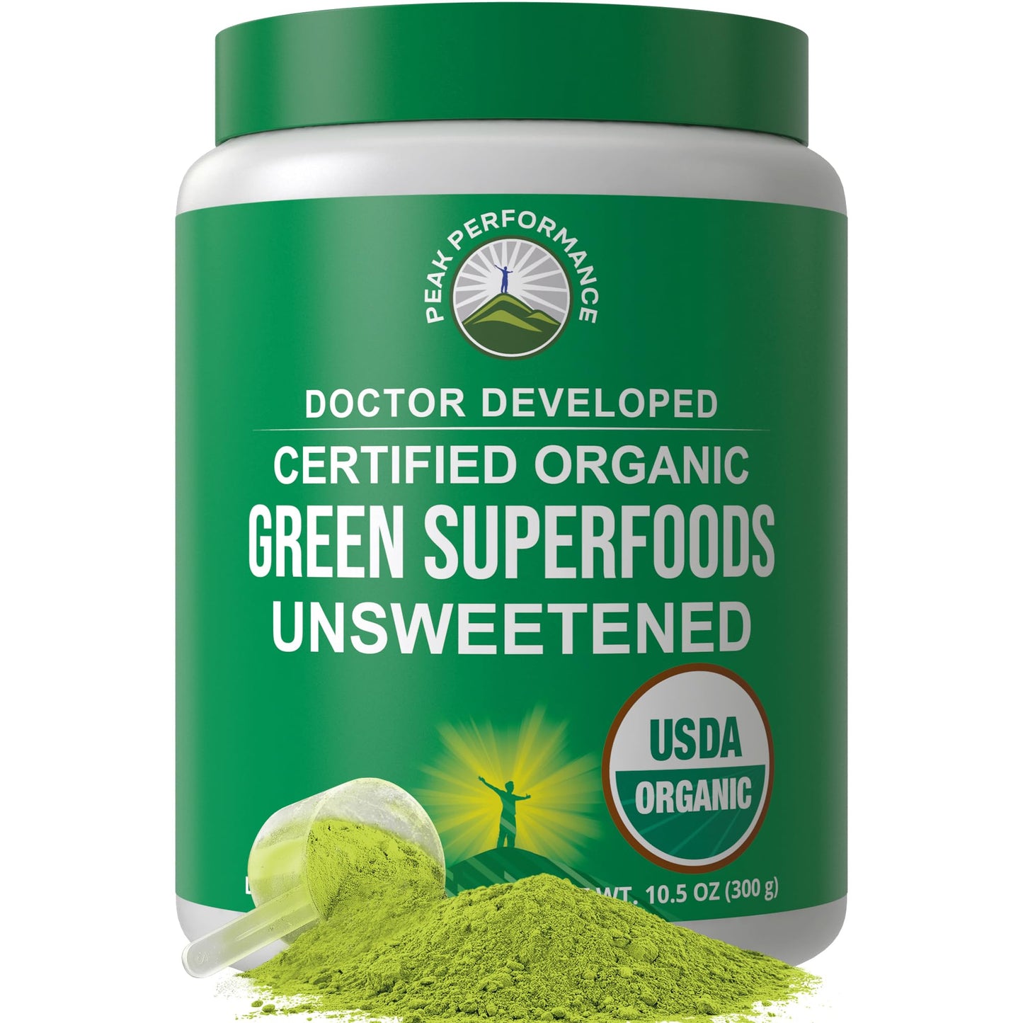 Peak Performance Unsweetened Organic Greens Powder – 25+ Organic Ingredients for Energy & Athletic Support | Vegan Keto