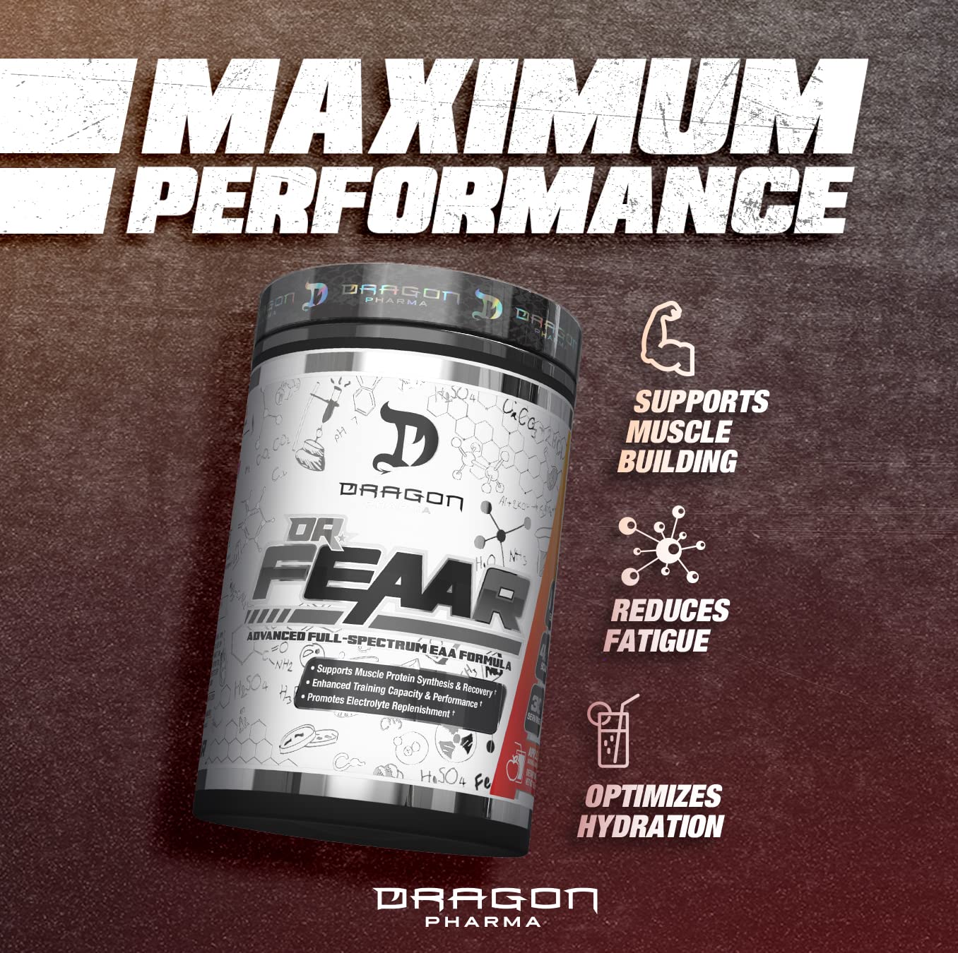 Dr. FEAAR Advanced Full-Spectrum EAA Matrix | Dragon Pharma – 30 Servings, Peach Guava
