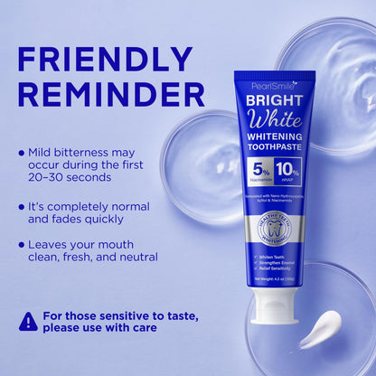 PearlSmile Whitening Toothpaste – 10% nHAp + 5% Niacinamide, Fluoride-Free, 4.2oz