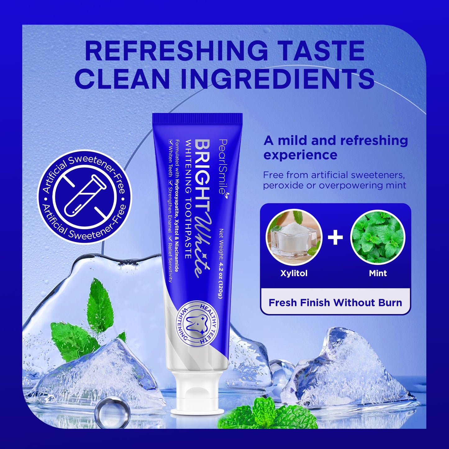 PearlSmile Hydroxyapatite Niacinamide Whitening Toothpaste – 10% nHAp, 5% Niacinamide, Fluoride-Free, 4.2oz (2-Pack)
