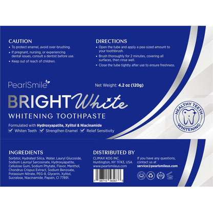 PearlSmile Nano-Hydroxyapatite Niacinamide Whitening Toothpaste – Fluoride-Free, 4.2oz Pack of 3
