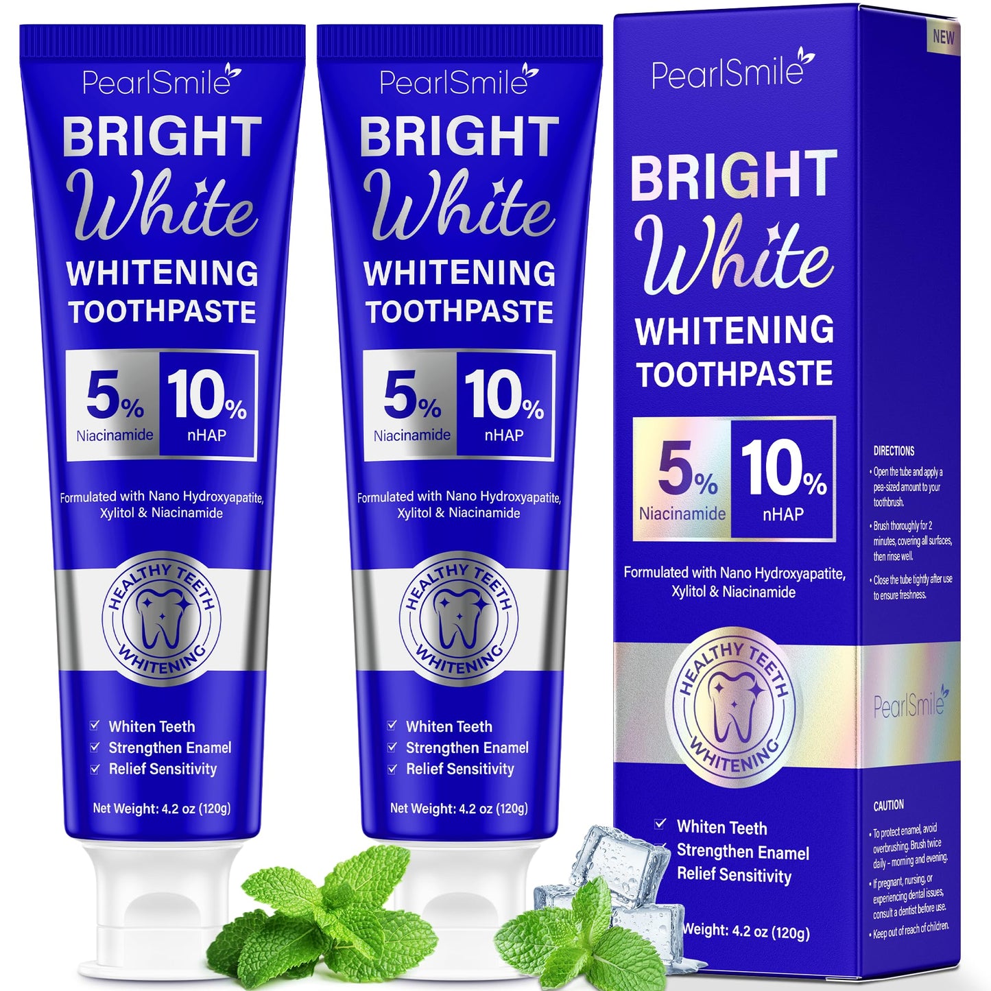 PearlSmile Toothpaste – 10% nHAp, 5% Niacinamide, Fluoride-Free