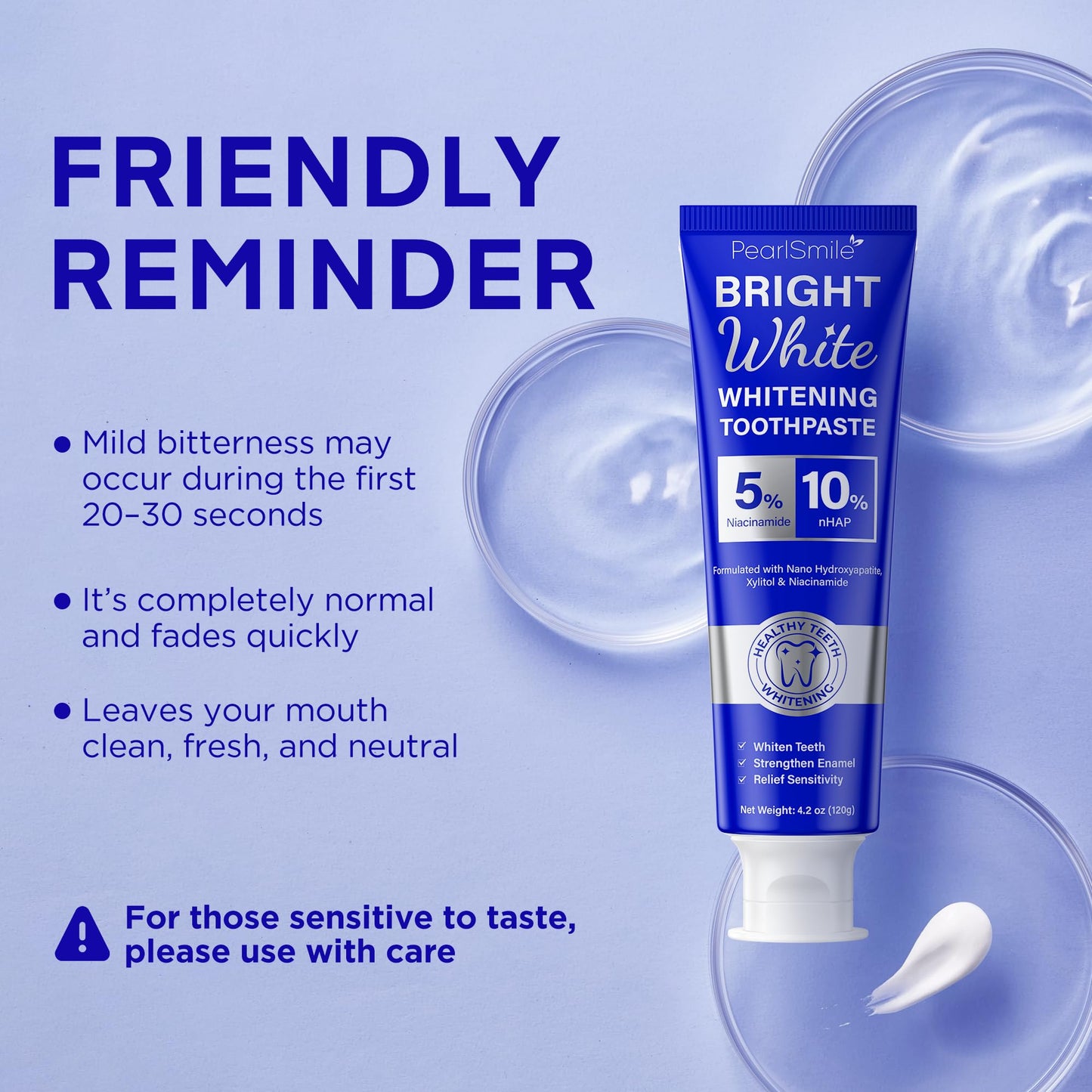 PearlSmile Whitening Toothpaste – 10% Nano-Hydroxyapatite + 5% Niacinamide – Fluoride-Free, Travel-Size 4.2oz (3 Pack)