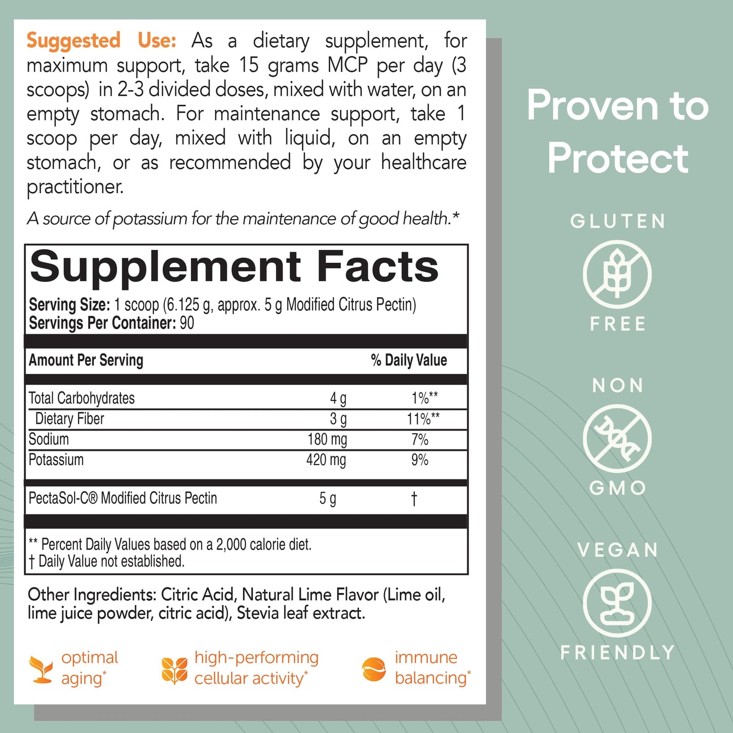 EcoNugenics PectaSol Modified Citrus Pectin – 551g Lime Powder for Total-Body Health & Galectin-3 Support