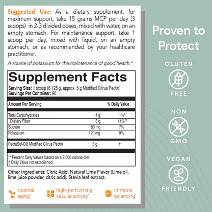 EcoNugenics PectaSol Modified Citrus Pectin – 551g Lime Powder for Total-Body Health & Galectin-3 Support