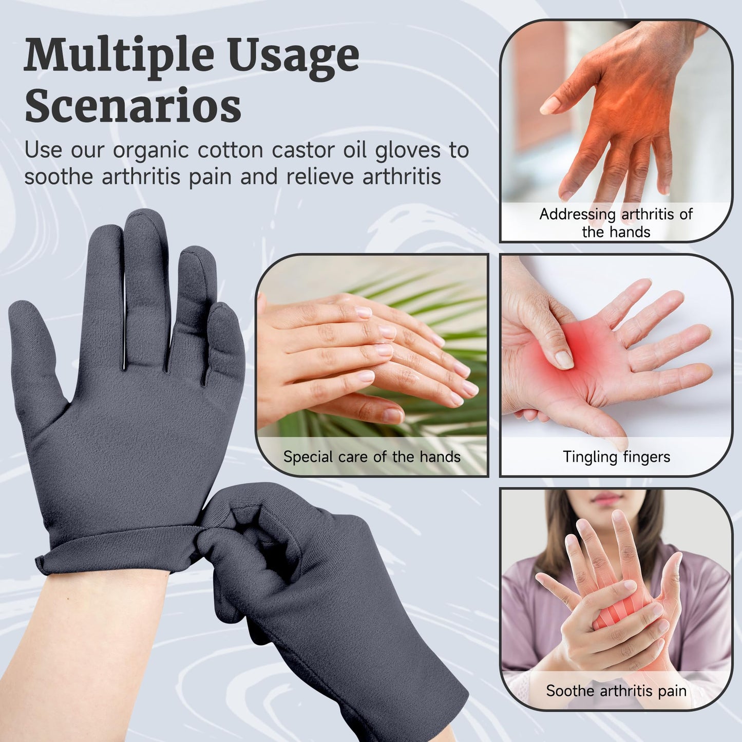 Pedobi 2 Pcs Castor Oil Pack Wraps for Hands – Wrist Arthritis & Carpal Tunnel (Oil Not Included)
