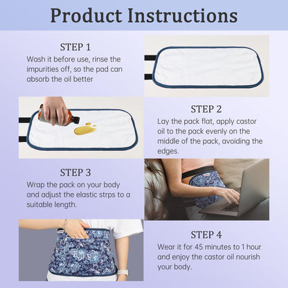 Pedobi Reusable Castor Oil Pack Wrap – Liver Detox, 2pcs, Blue/White