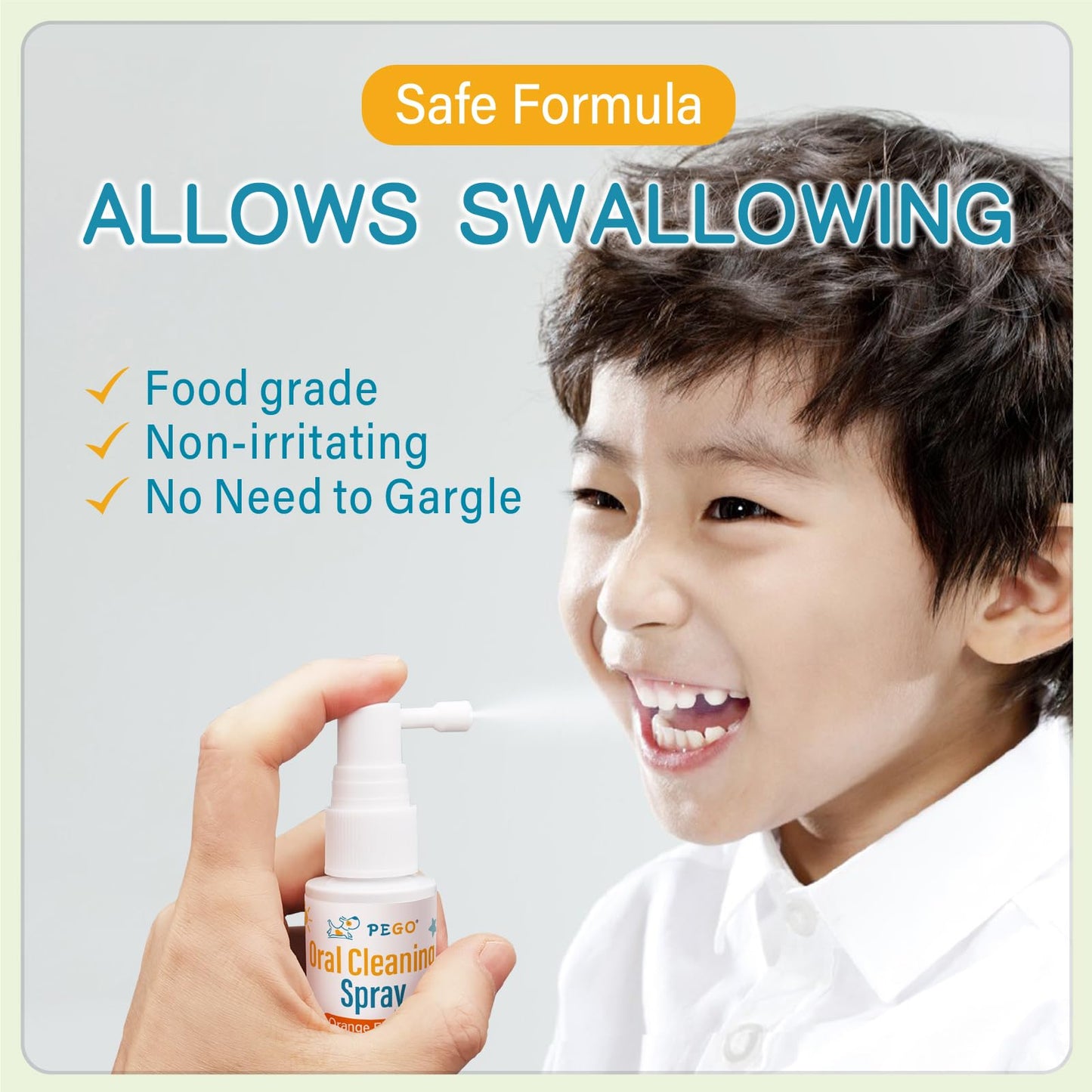 PEGO Kids Oral Spray - Probiotic, Fluoride-Free Mouth Spray for Toddlers & Kids (Orange, 40ml)