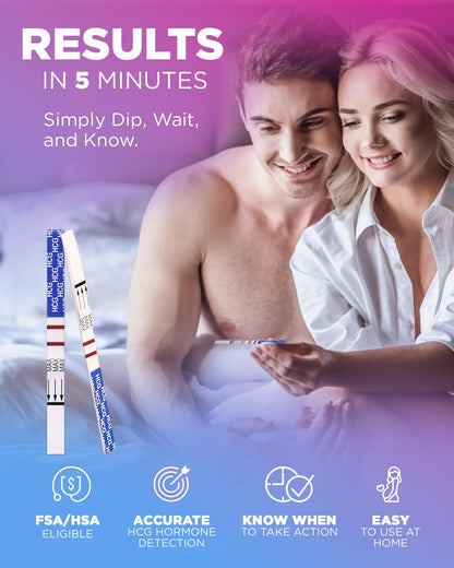 Pelvana HCG Pregnancy Test Strips – 40 Count, 5-Minute Results, At-Home Bulk Pack