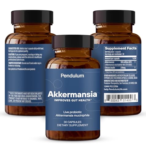 Pendulum Akkermansia Probiotic with Prebiotic Fiber – 100M AFU, Delayed Release, 30 Capsules