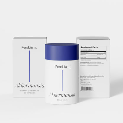 Pendulum Akkermansia Probiotic with Prebiotic Fiber – 100M AFU, Delayed Release, 30 Capsules