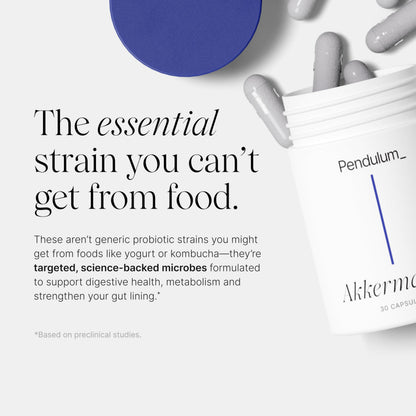 Pendulum Akkermansia Probiotic with Prebiotic Fiber – 100M AFU, Delayed Release, 30 Capsules