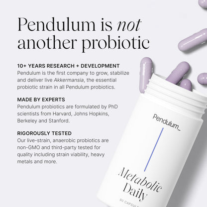 Pendulum Metabolic Daily – Multi-Strain Probiotic with Akkermansia muciniphila | Metabolism & Energy | 90 Capsules