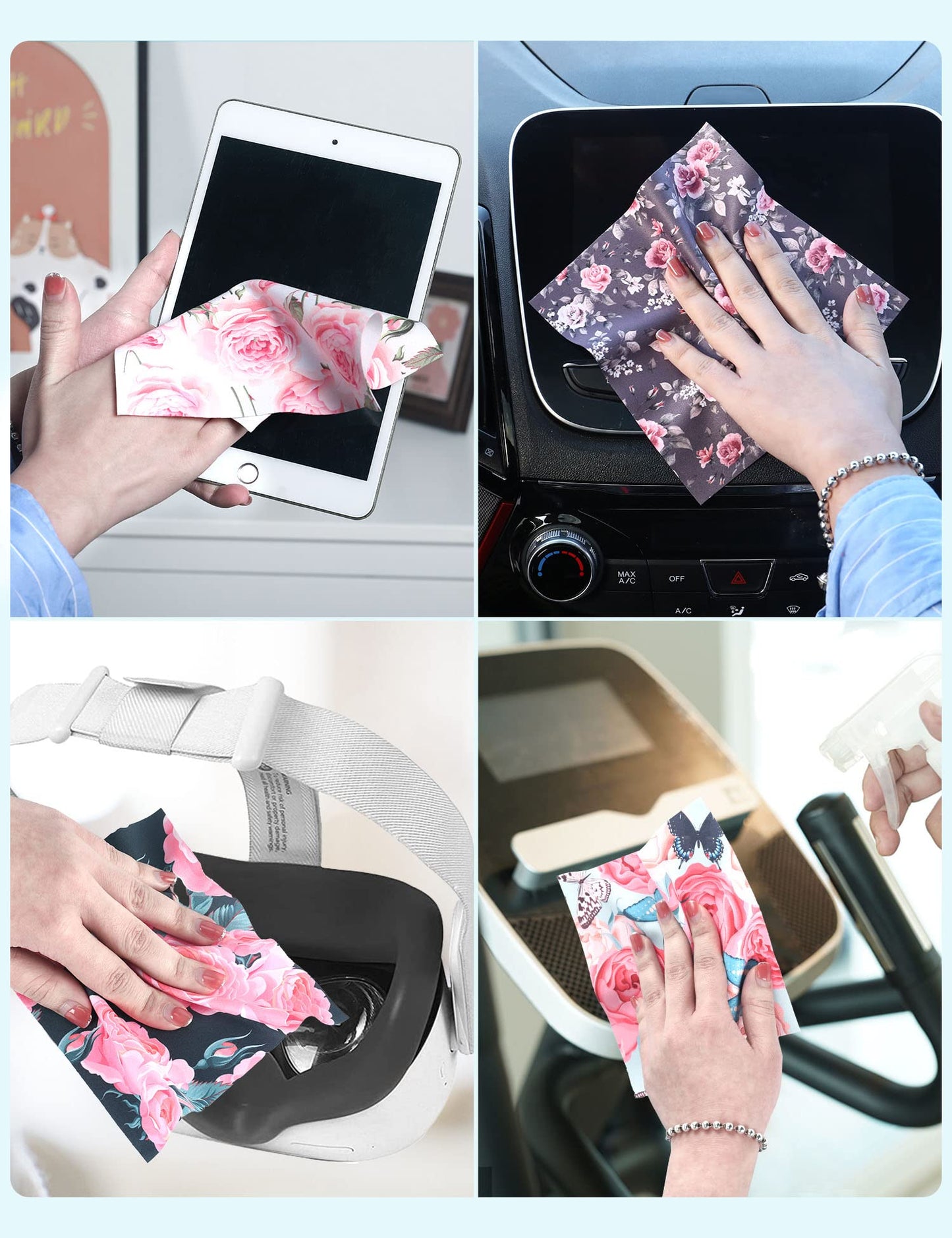 6PCS Thickened Glasses Cleaning Cloths – Floral Microfiber Wipes (Peony)