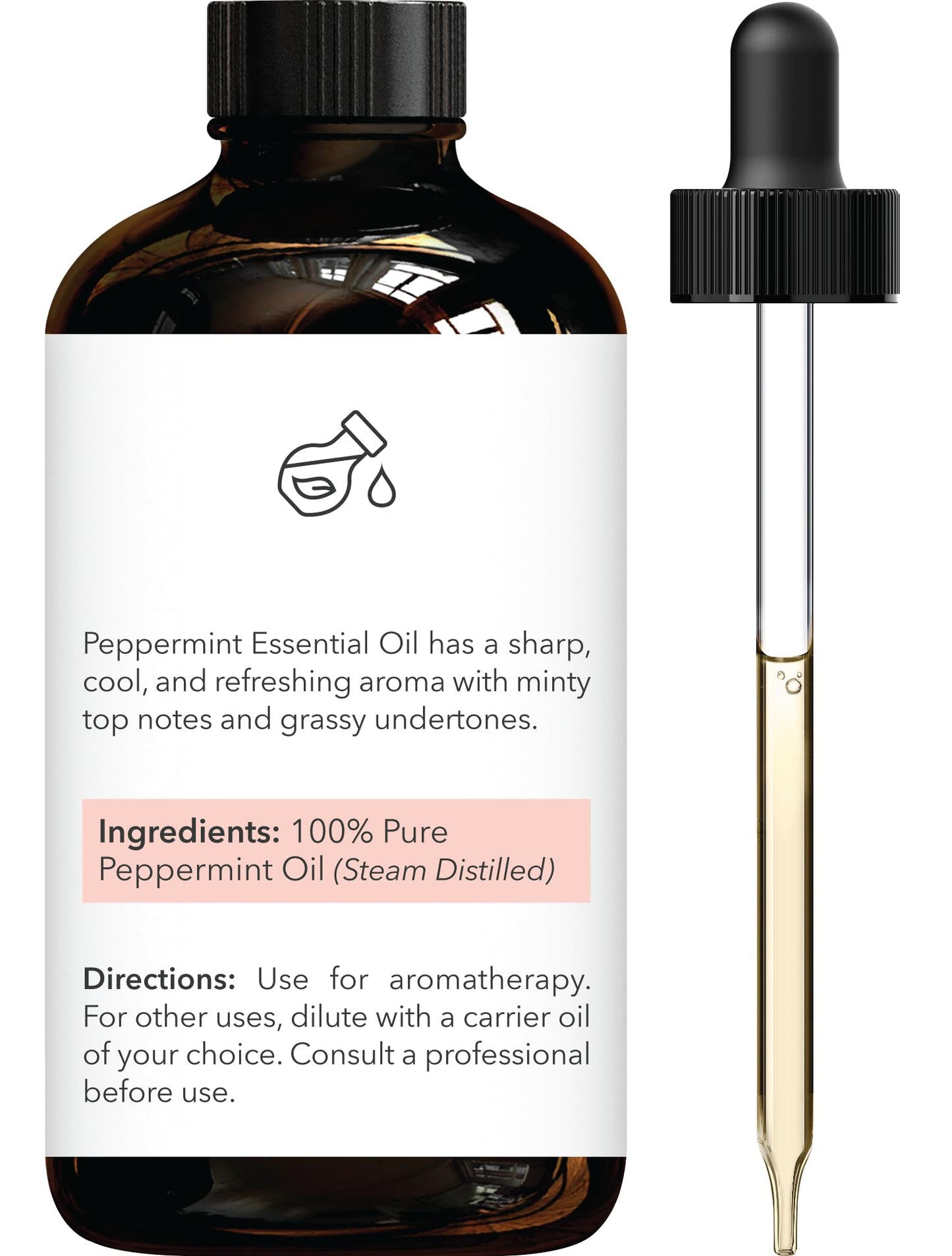 Brooklyn Botany Peppermint Essential Oil - 4 Fl Oz | 100% Pure & Natural | Premium Grade with Dropper