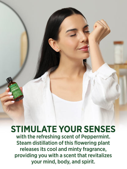Nature's Truth Peppermint Essential Oil - 2 x 2 fl oz | Diffuser, Shower or Bath | Mentha Piperita | Plant Based, Non-GMO & Gluten Free