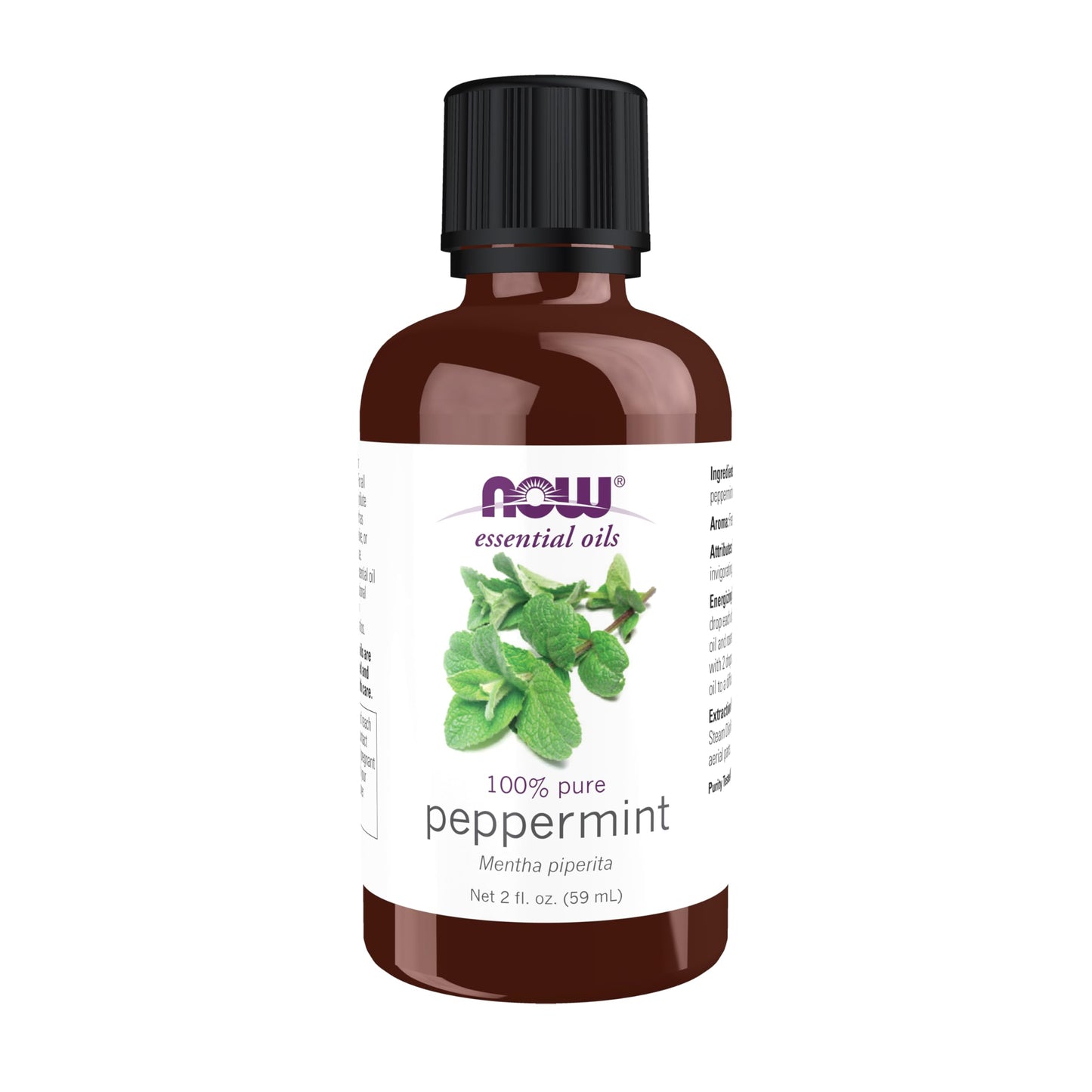 NOW Peppermint Essential Oil 2 oz – Steam Distilled, 100% Pure, Vegan, Child-Resistant Cap