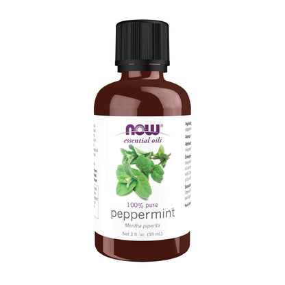NOW Peppermint Essential Oil 2 oz – Steam Distilled, 100% Pure, Vegan, Child-Resistant Cap