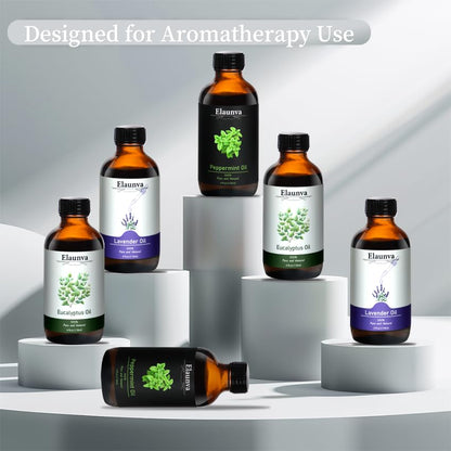 Elaunva Peppermint Essential Oil - 4 oz / 118 ml | 100% Pure & Natural for Aromatherapy, Diffusers, Candles & Soaps