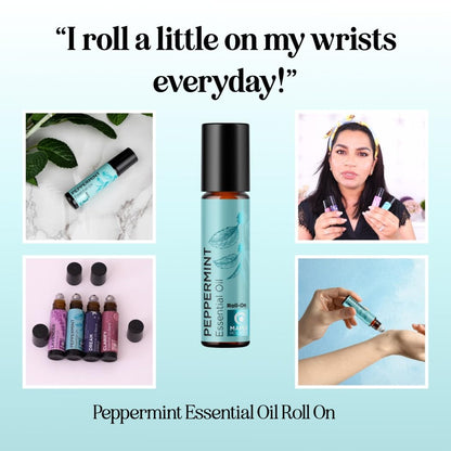 Peppermint Oil Roll On – Pure Peppermint Rollerball Essential Oil for Headaches, Focus & Energy | Maple Holistics