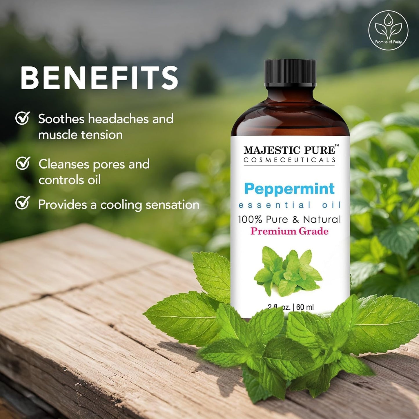Majestic Pure Peppermint Essential Oil 2 fl oz – 100% Pure & Natural