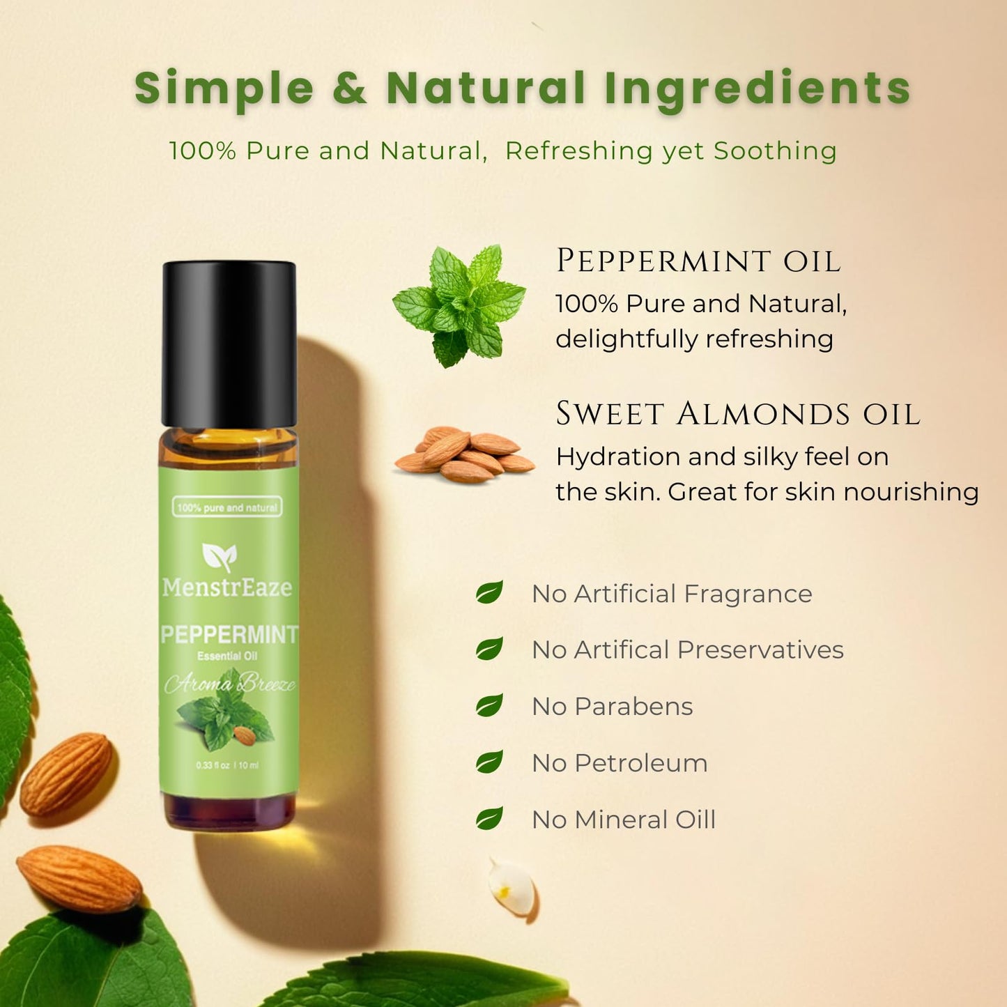 Peppermint Essential Oil Roll-On – Migraine Relief, Skin Nourishing (10ml)