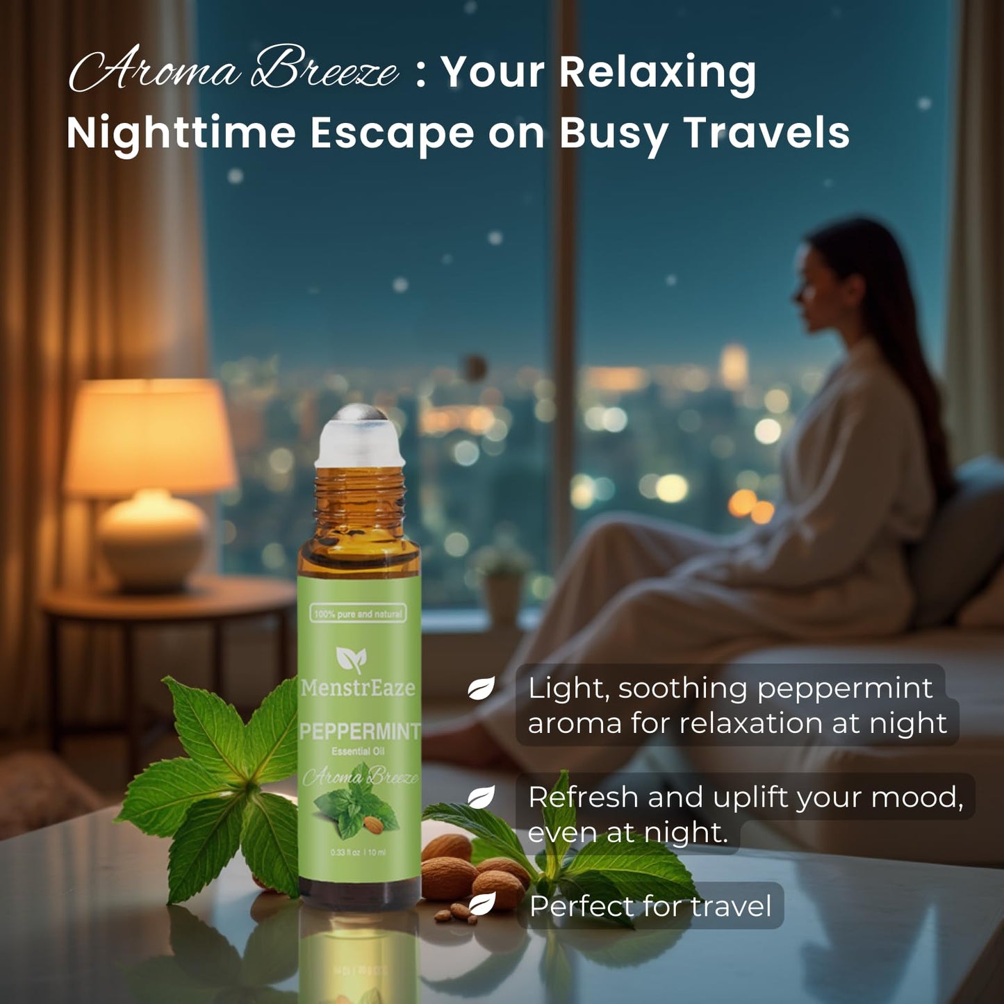 Peppermint Essential Oil Roll-On – Migraine Relief, Skin Nourishing (10ml)
