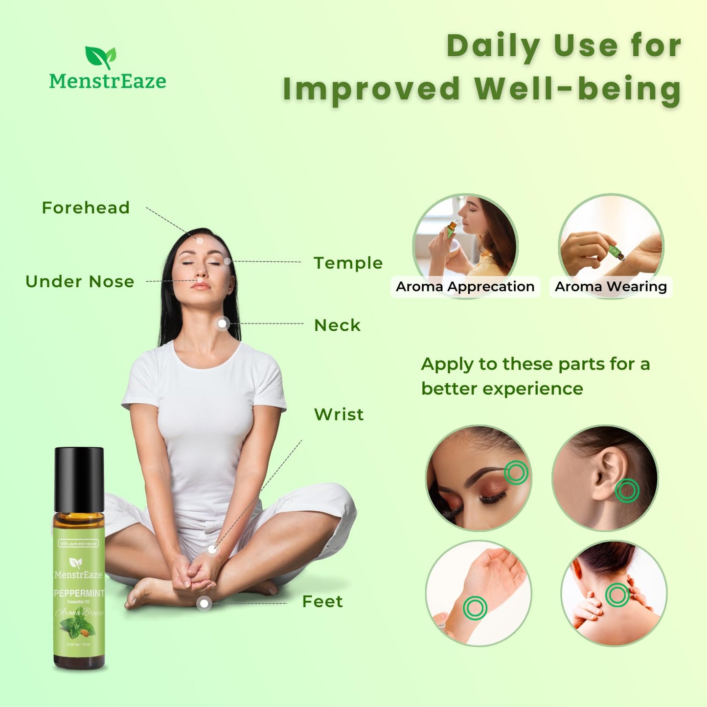 Peppermint Essential Oil Roll-On – Migraine Relief, Skin Nourishing (10ml)