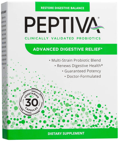 Peptiva Advanced 50 Billion CFU Probiotic – Digestive Relief & Clinically Validated Probiotic, 30ct