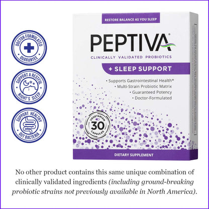 Peptiva 26B CFU Probiotic + Sleep Support – Clinically Validated Multi-Strain (30 Count)