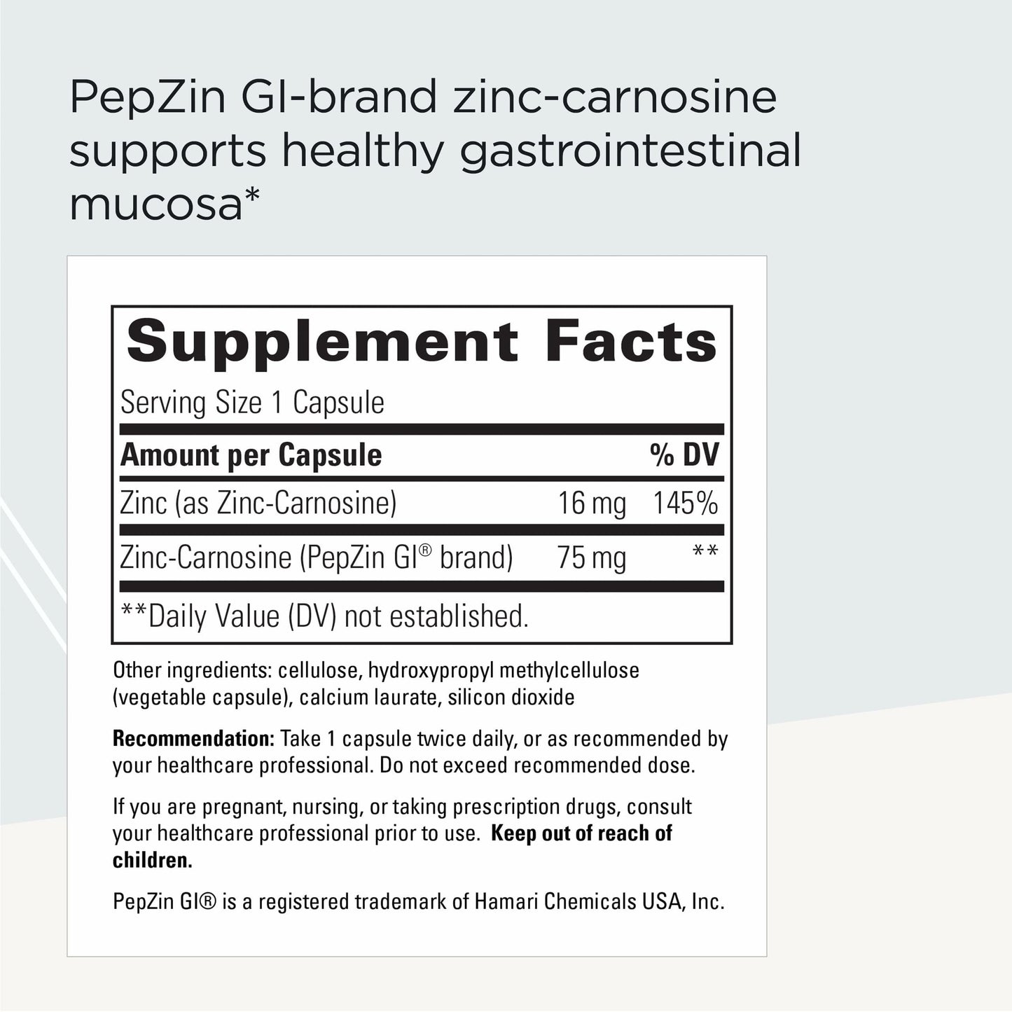Integrative Therapeutics Zinc-Carnosine - Digestive & Gut Health Support - 60 Capsules