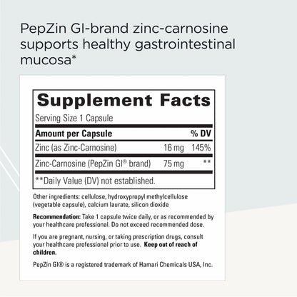 Integrative Therapeutics Zinc-Carnosine - Digestive & Gut Health Support - 60 Capsules