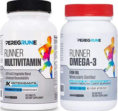 PEREGRUNE Runner Multivitamin & Omega-3 Bundle | Energy, Endurance & Joint Support for Runners