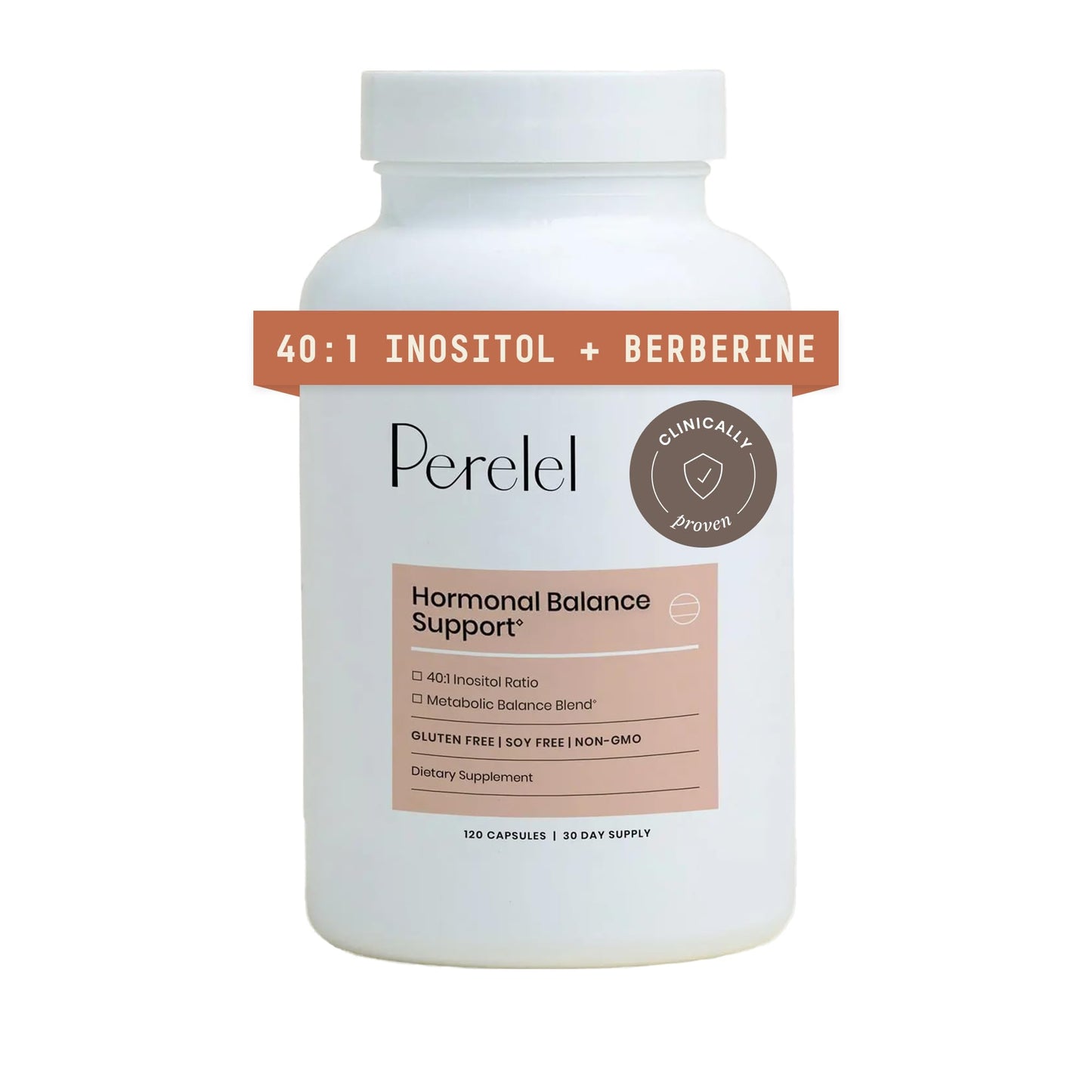Perelel Hormone Balance Support – Myo/D-Chiro Inositol 40:1 with Berberine, DIM & ALA | 120 Capsules